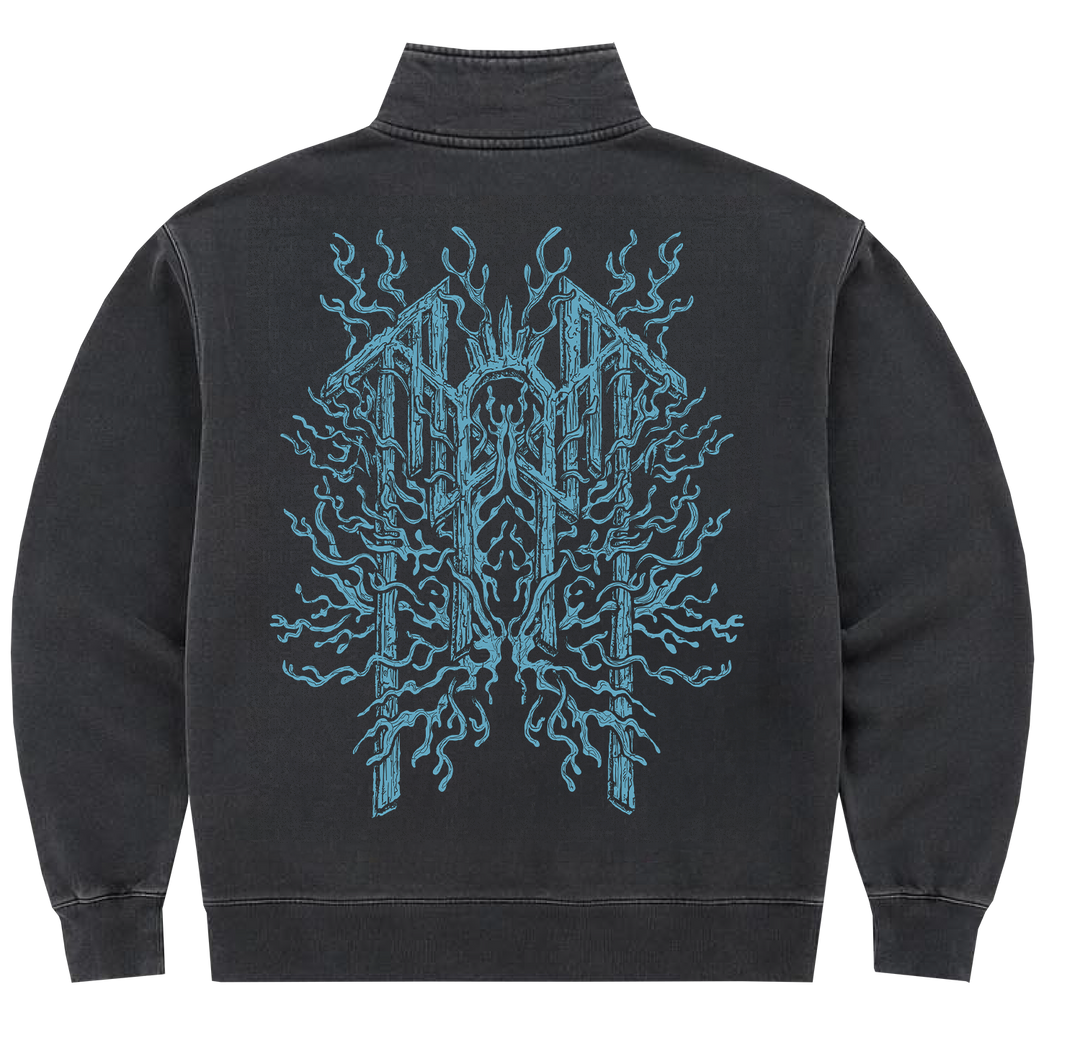 Coral Emblem Half Zip Sweatshirt